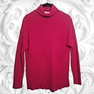 Michael Michael Kors Pink Funnel Neck Ribbed Sweater